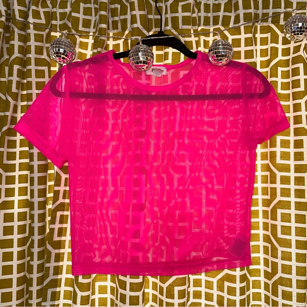 Vibrant PINK Sheer Mesh Top